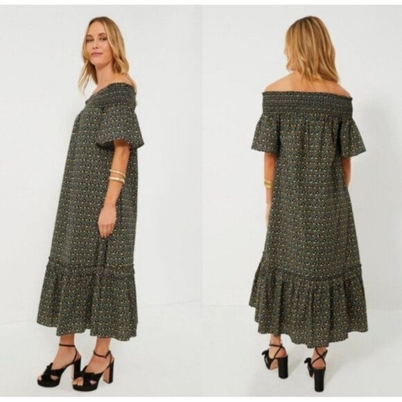 New Hyacinth House - XL Black Floral Off the Shoulder Maxi Dress Tuckernuck - Picture 1 of 7